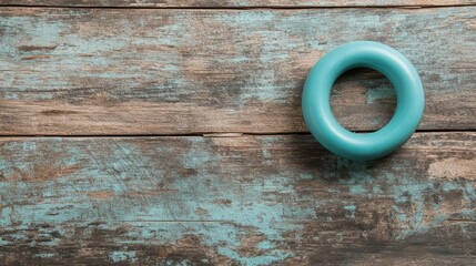 Pilates ring placed on a wooden surface, with space for text promoting Pilates and body sculpting.