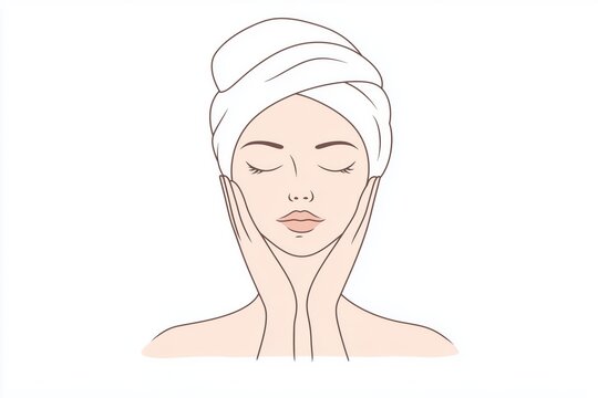 recommend clip art: A simple line art illustration of a woman meditating, wearing a towel, with a focus on self-care and relaxation.