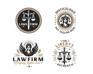 Fototapeta premium Set vintage bundle classic badge Law Firm advocate logo design for business company