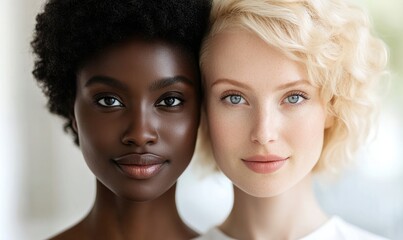 Obraz premium Symmetry in Diversity: A Striking Photo of Contrasting Skin Tones and Beauty