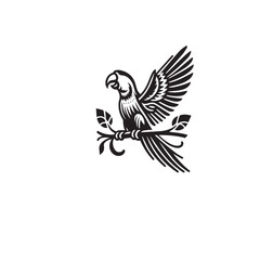Fototapeta premium Parrot silhouette. Parrot vector design. Parrot logo, icon black and white.