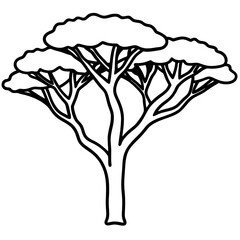 african trees outline coloring book page line art drawing