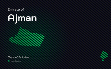 Creative Map of Emirate of Ajman in a line stipes Pattern. Maps of Emirates UAE