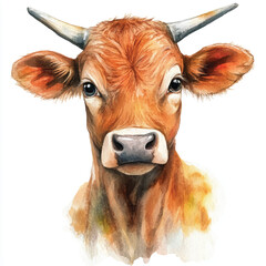 banteng watercolor clipart illustration isolated