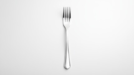 Silver Fork on White Background   Minimalist Dining Utensil