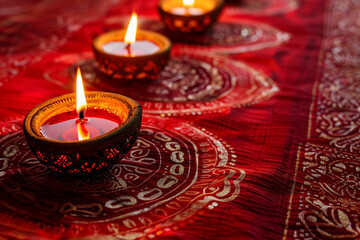 Beautiful greeting card with bright holiday composition for happy and celebrate Diwali