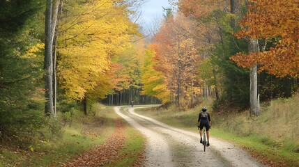 82. A scenic biking trail with a cyclist enjoying a ride through a picturesque landscape
