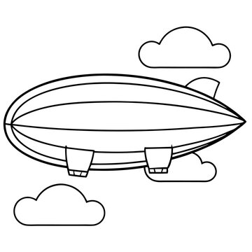 recommend clip art: airship with clouds outline coloring book page line art drawing