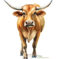 banteng watercolor clipart illustration isolated