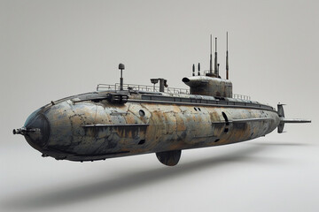 Obraz premium Beautiful large submarine floating in middle of ocean during mission