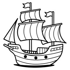 Naklejka premium a pirate ship outline coloring book page line art drawing
