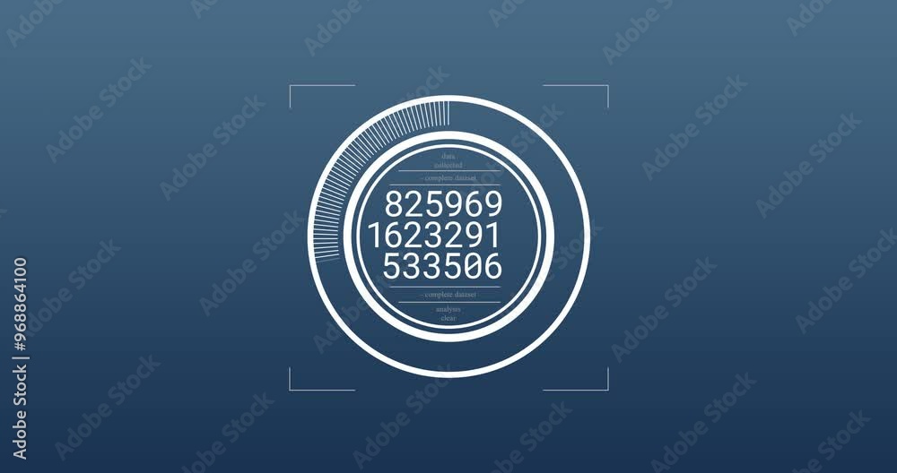 Poster animation of scope with data processing over blue background
