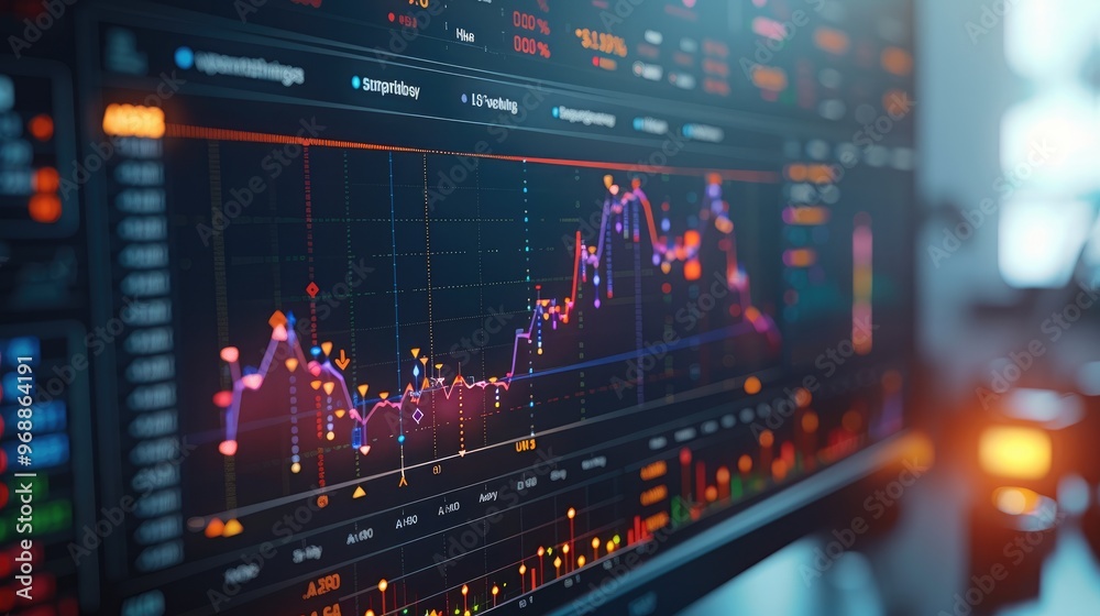 Leinwandbilder Performance analytics on a screen, such as a graph showing upward growth or metrics being tracked. represents the ongoing process. Generative AI.