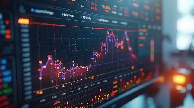 Performance analytics on a screen, such as a graph showing upward growth or metrics being tracked. represents the ongoing process. Generative AI.