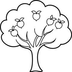 apple tree outline coloring book page line art drawing