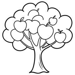 apple tree outline coloring book page line art drawing