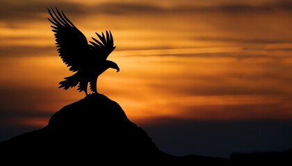Fototapeta premium Golden eagle silhouette logo
