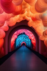 A breathtaking long shot of a vibrant fantasy world where towering crystal trees blend seamlessly with lush greenery