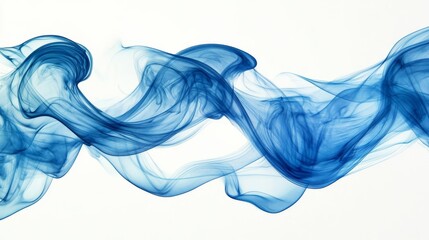 Abstract blue smoke wave on white background