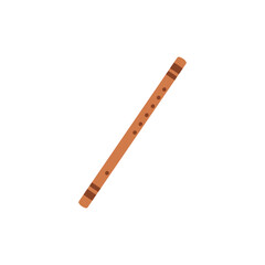 Flute musical instrument on isolated white background. Flute icon. Vector illustration cartoon flat style.