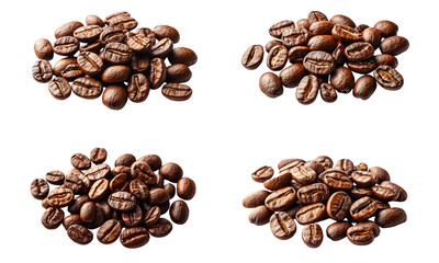 Fototapeta premium Coffee beans set element on transparent background