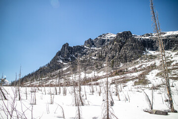 Mount Brown fire lookout and Mountain Goat, Trail start at Lake mcdonald lodge, Glacier national...