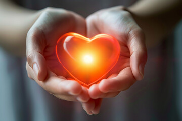 Fototapeta premium Beautiful decorative heart in strong human hands