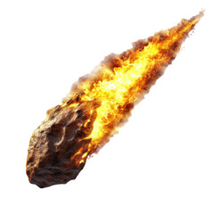 realistic large comet meteorites burns isolated on transparent background.