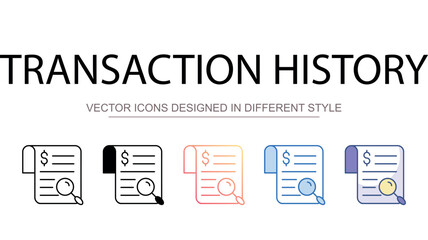 Transaction History icon design with white background stock illustration