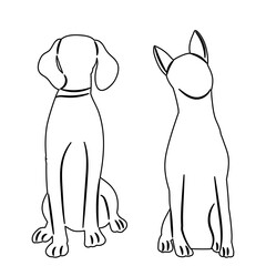sketch of dog sitting on white background vector
