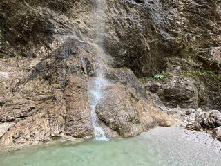 Waterfall Parabola on the Fratarica stream, Log pod Mangartom (Triglav National Park, Slovenia) -...