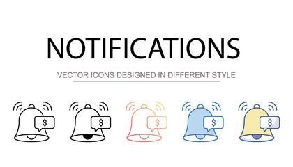 Notifications icon design with white background stock illustration