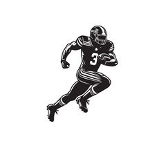 Obraz premium American football player silhouette. American football player logo, icon vector design isolated on white background.