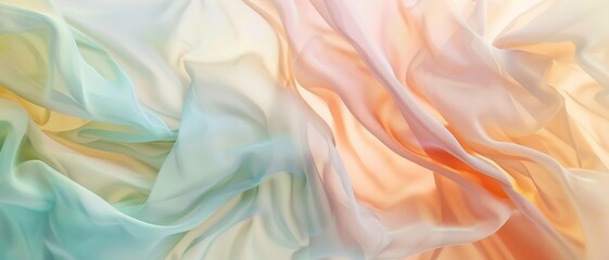 Obraz premium Delicate, flowing pastel fabrics in soft hues, artistically arranged, creating a soothing, dreamlike atmosphere with a gentle, airy quality.