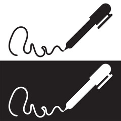 The signature icon. Pen and undersign, underwrite, ratify symbol.  isolated on white and black background. Clothing icons. Vector Illustration. EPS 10