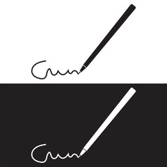 The signature icon. Pen and undersign, underwrite, ratify symbol.  isolated on white and black background. Clothing icons. Vector Illustration. EPS 10