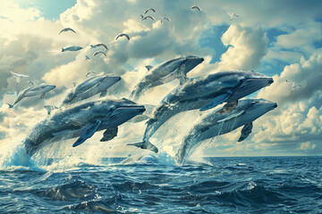 Obraz premium Fantastically beautiful majestic huge whale in ocean