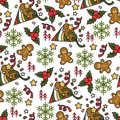 Winter Seasonal Delights Festive Party Pattern. Perfect for holiday decorations, seasonal apparel, or festive wrapping paper, this pattern brings a touch of joy and celebration to any project.