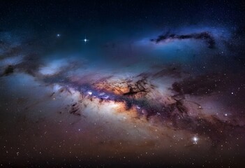 Fototapeta premium A clear night sky filled with shimmering stars over a dark blue atmospheric backdrop