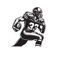 American football player silhouette. American football player logo, icon vector design isolated on white background.