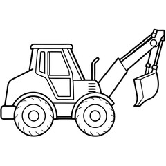 Fototapeta premium backhoe machine outline coloring book page line art drawing