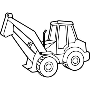black and white backhoe loader clip art preview