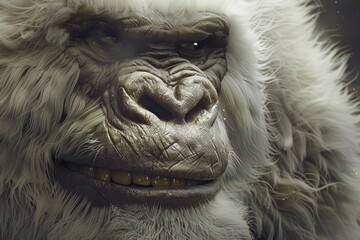 Huge fantasy yeti character in beautiful outdoor nature background