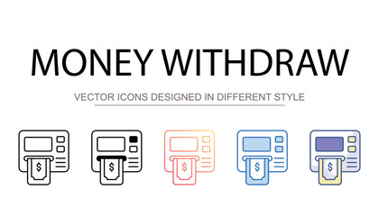 Money Withdraw icon design with white background stock illustration
