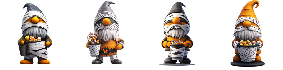 Playful and whimsical gnomes with unique hats, each showcasing their own character in a vibrant illustration.