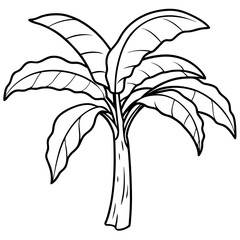 banana tree outline coloring book page line art drawing