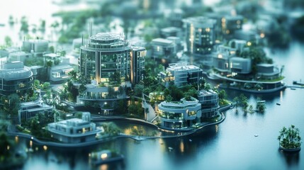 AI-powered urban water management system: A futuristic city using AI to optimize water usage and distribution.
