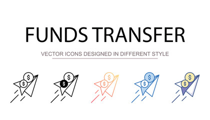 Funds Transfer icon design with white background stock illustration