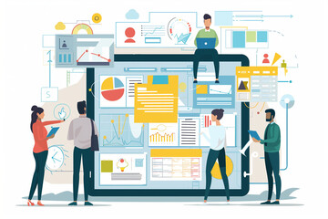 business people and communication with ux design for company website update with planning. Digital, tech and job of staff with collaboration, work and discussion at creative coworking office