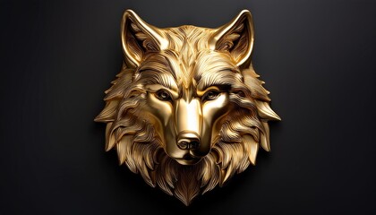 Sleek golden wolf head icon
